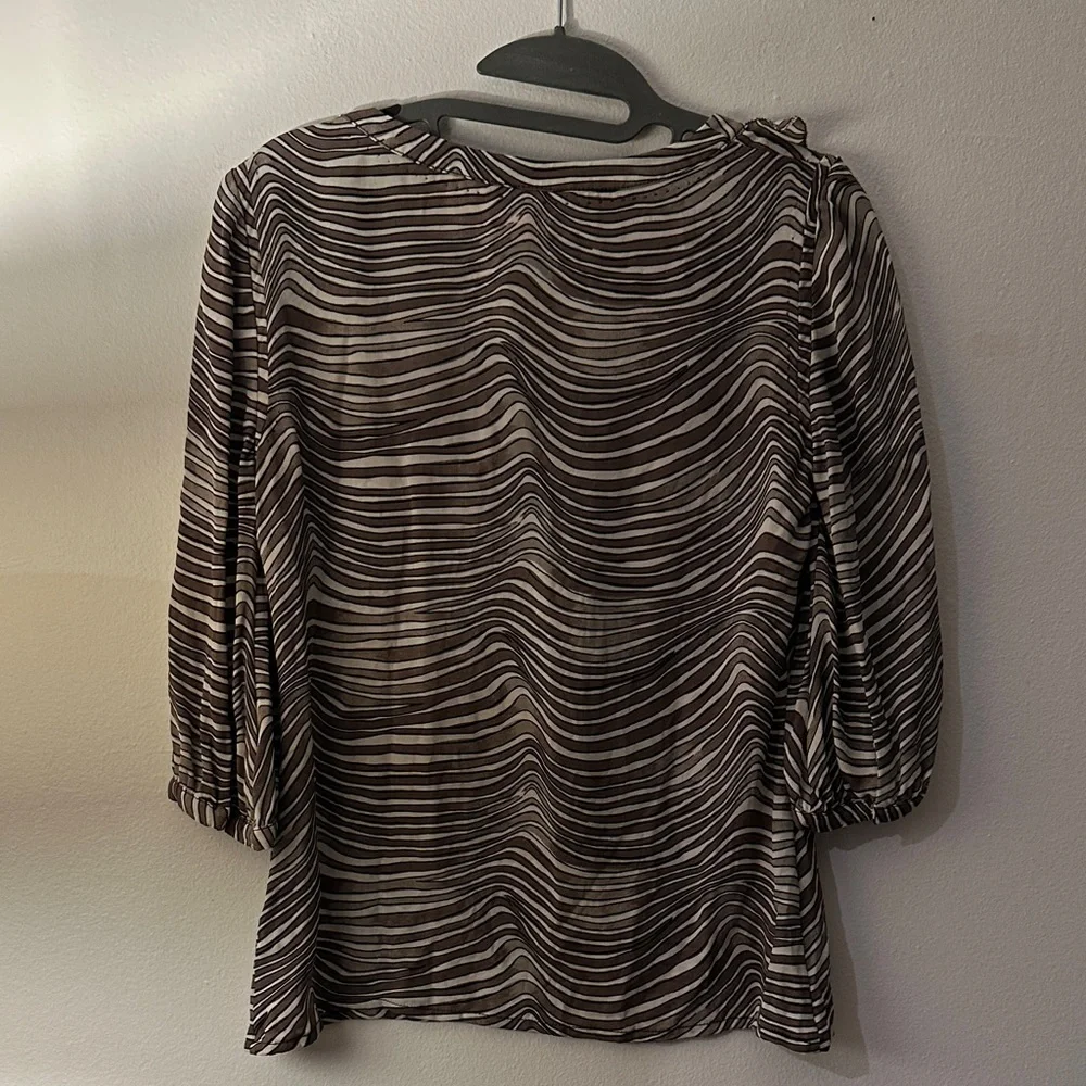 Tory Burch Black and White Striped Blouse - Preloved